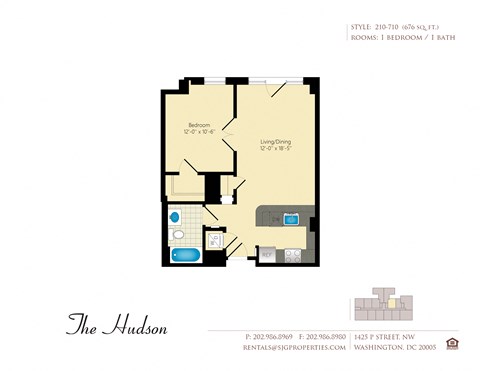 The Hudson 10 Floor Plan at The Hudson Apartments, Washington, DC 20005